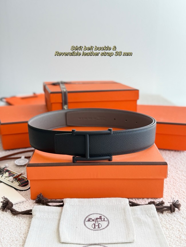 Hermes Epsom calfskin double-sided leather belt 66012