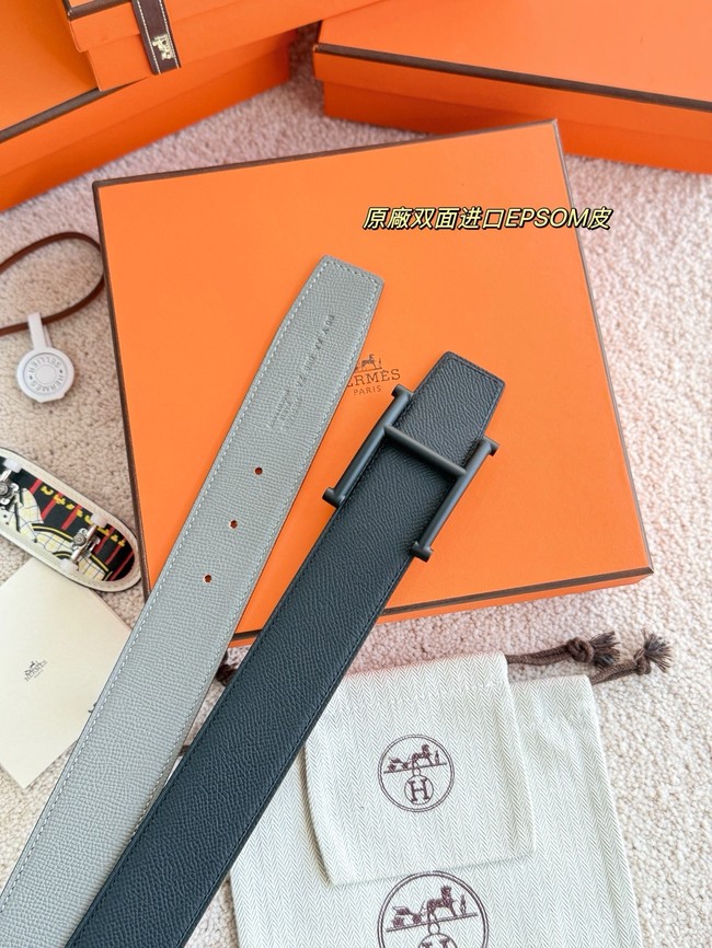 Hermes Epsom calfskin double-sided leather belt 66012