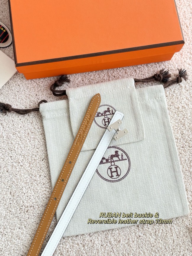 Hermes Swift & Epsom calfskin double-sided leather belt 66024