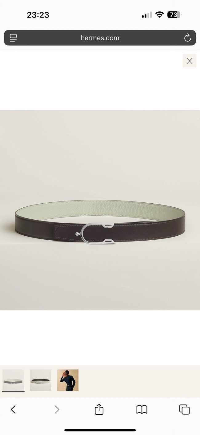 Hermes Swift calfskin double-sided leather belt 66018