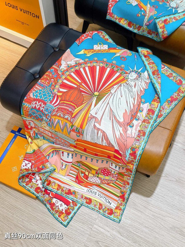 Louis Vuitton Square Scarf Silk Jacquard XT279