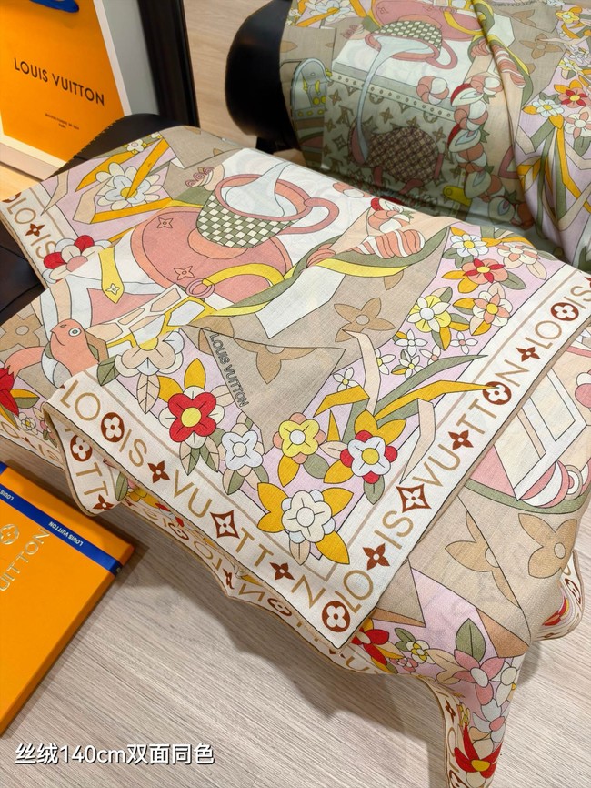 Louis Vuitton Shawl Cashmere and Silk KY122 