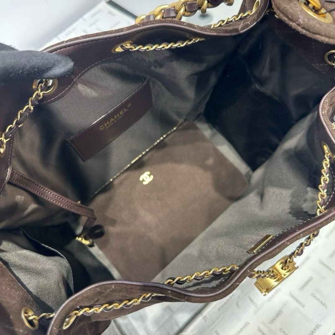 CHANEL 25 Medium Handbag AS5311 Sude Dark Brown CHANEL 25 Medium Handbag AS5311 Sude Dark Brown