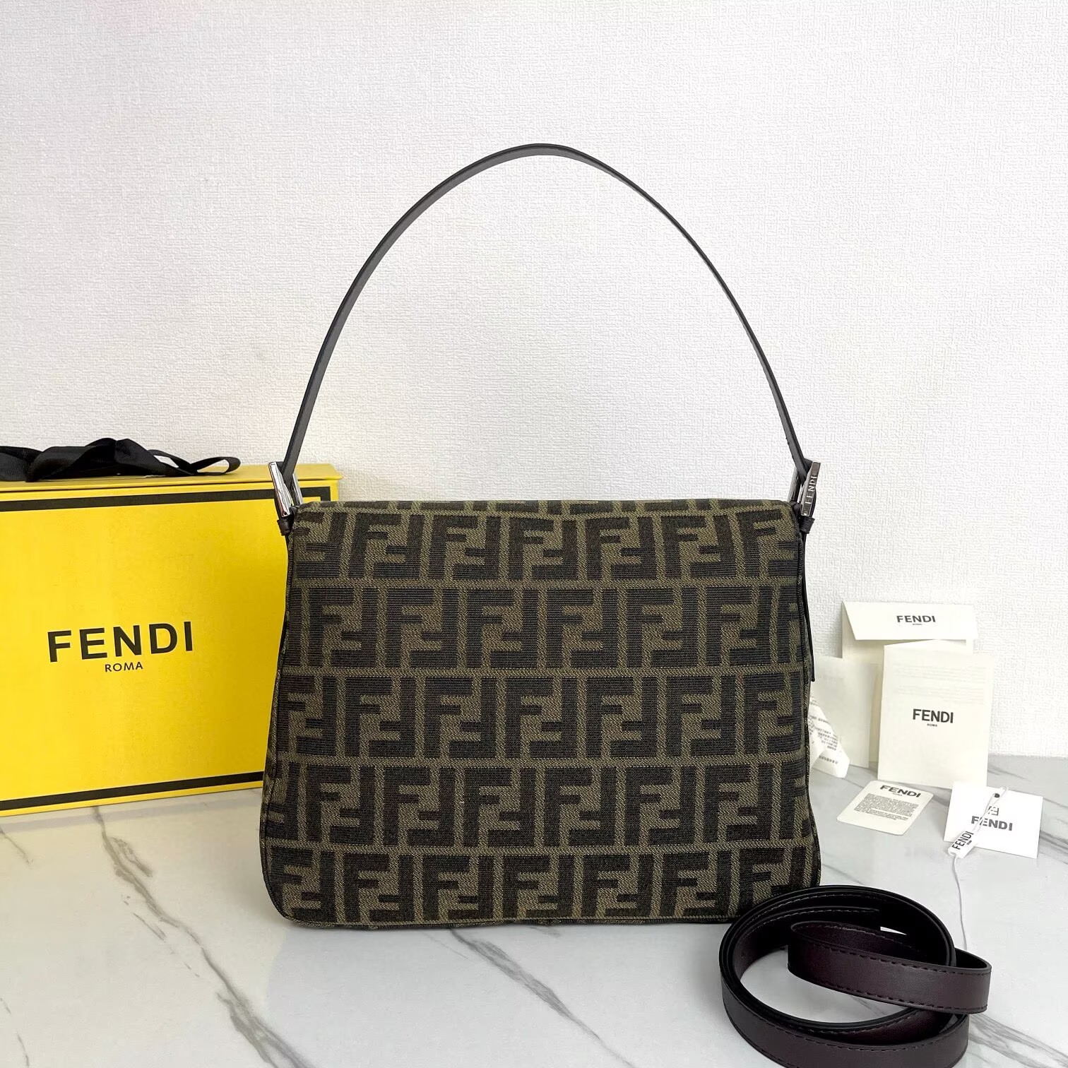Fendi Mamma Baguette Original Leather Top Handle Bag 8832 Brown