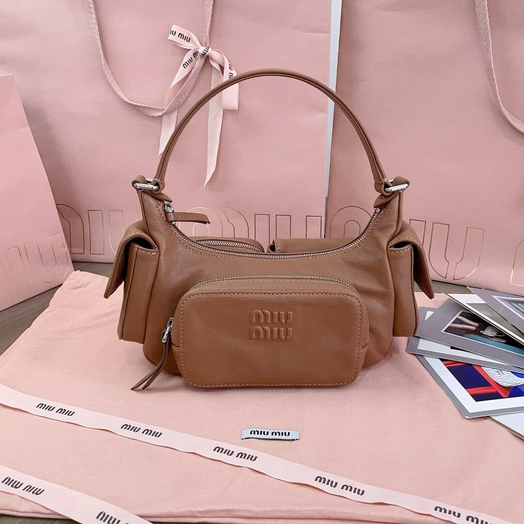 MIU MIU Original Leather Top Handle Bag 5BC146 Brown