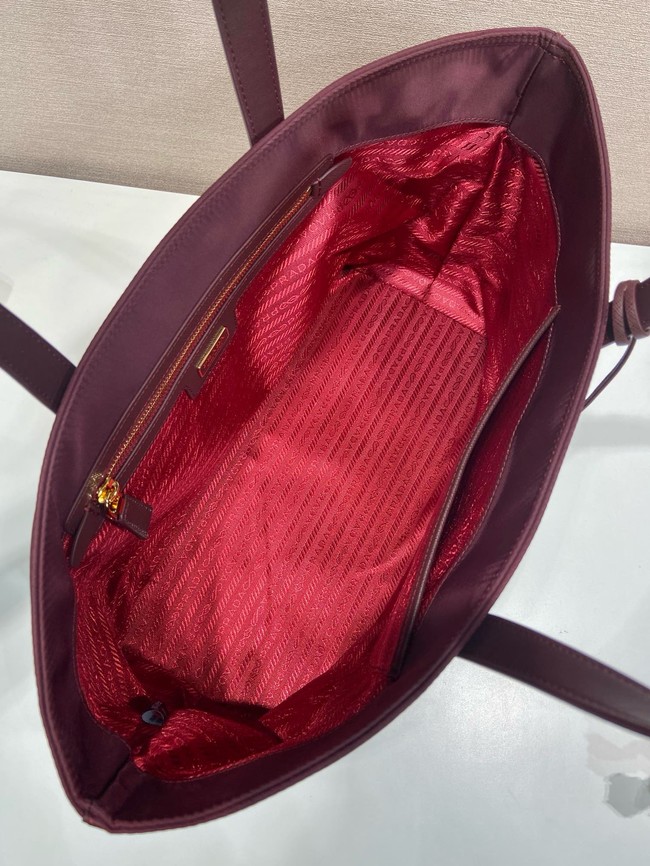 Prada Re-Edition 1978 medium Re-Nylon and Saffiano leather tote bag 1BG555 burgundy