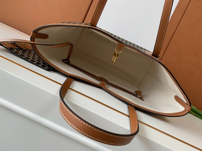 Goyard Calfskin Leather Tote Bag MM M8002 black&brown