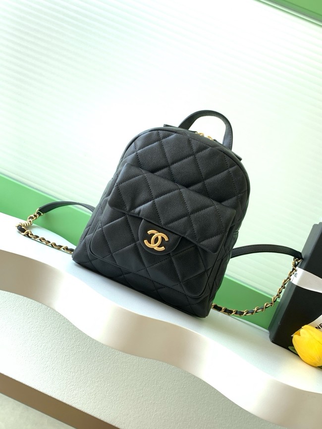 Chanel Backpack Calfskin & Gold Metal AS5793 Black