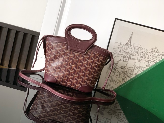 Goyard Calfskin Leather Tote Bag PM 00249 burgundy