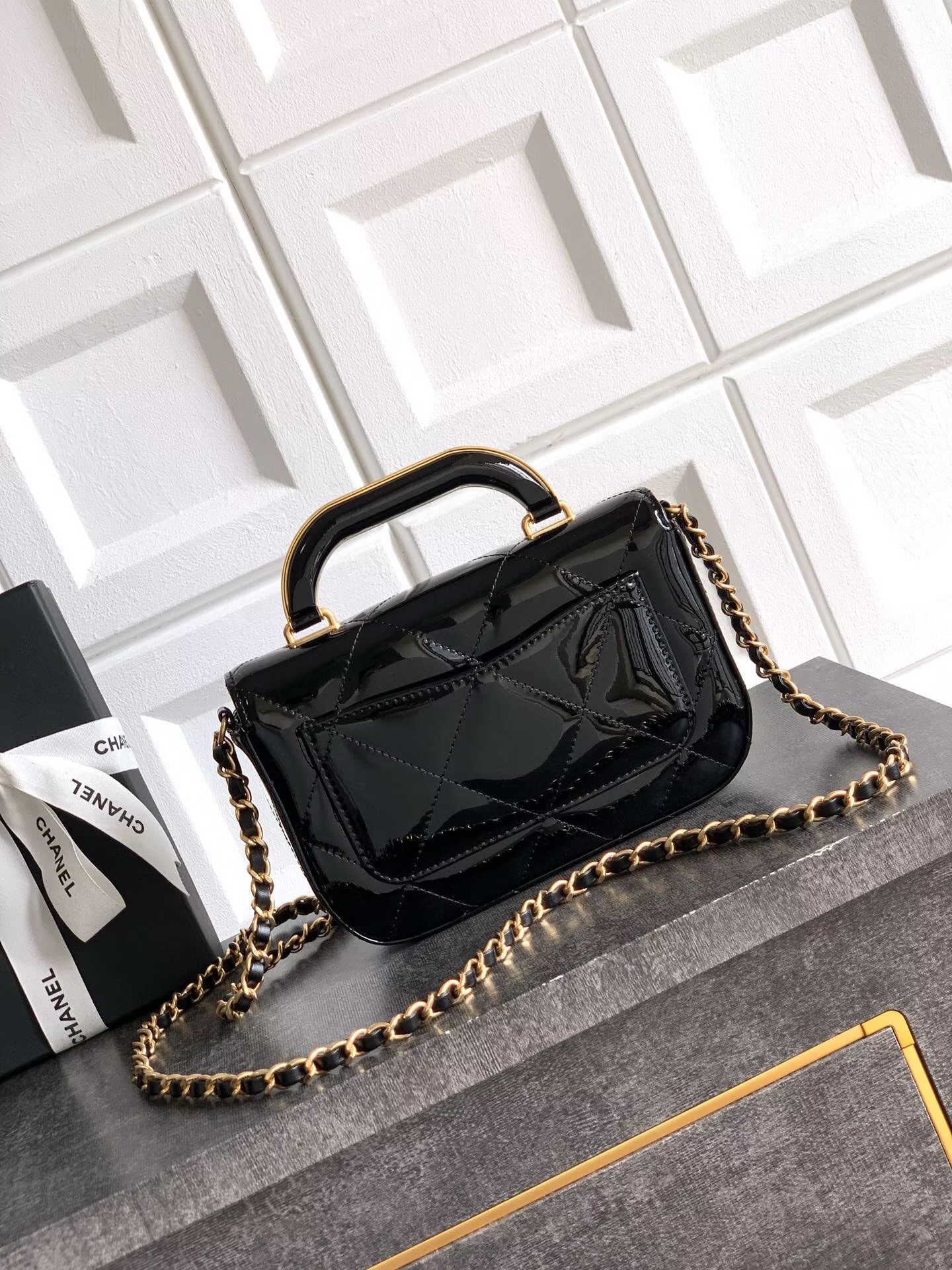 Chanel 25K Original Patent Leather Top Handle Bag A6320 Black Chanel 25K Original Patent Leather Top Handle Bag A6320 Black