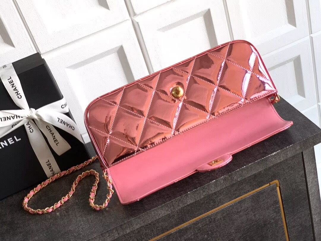 Chanel 25K Original Patent Leather Top Handle Bag A6321 Pink