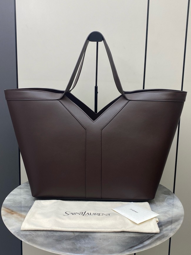 Saint Laurent Y TOTE IN LEATHER 817602 dark brown