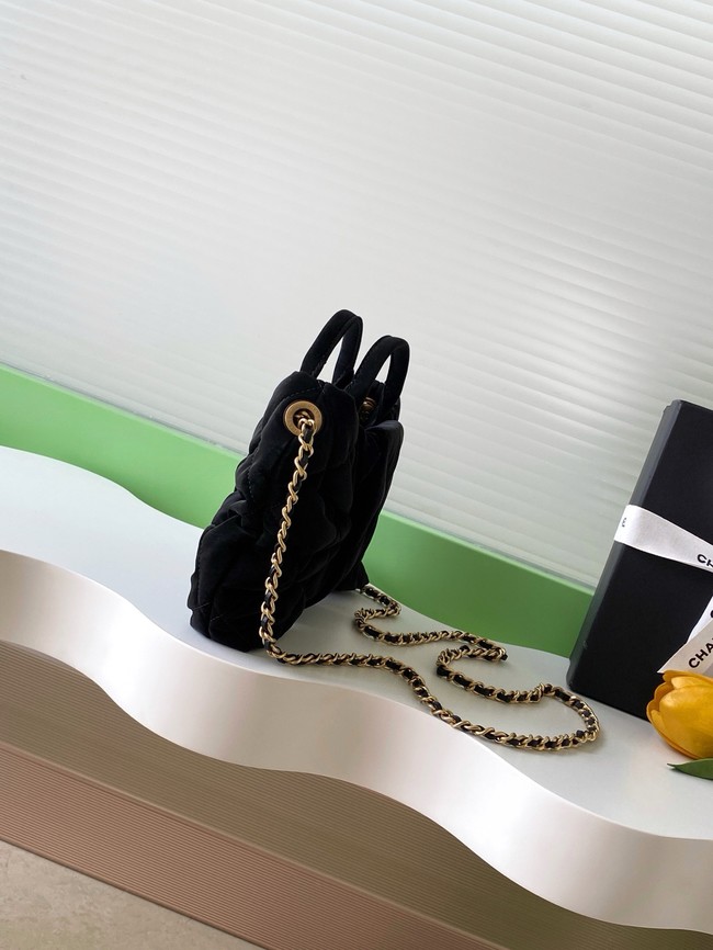 Chanel Velvet-Effect Nylon Mini Bow Bag AS5849 black