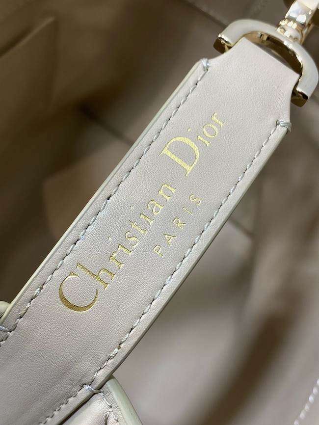 Small Dior Toujours Vertical Tote Bag Macrocannage Crinkled Calfskin M2835 beige