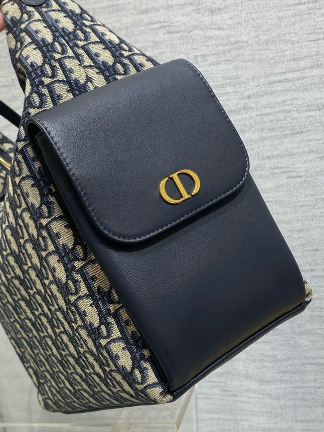 Large D-Dream Bag Blue Dior Oblique Jacquard and Smooth Calfskin M6322U