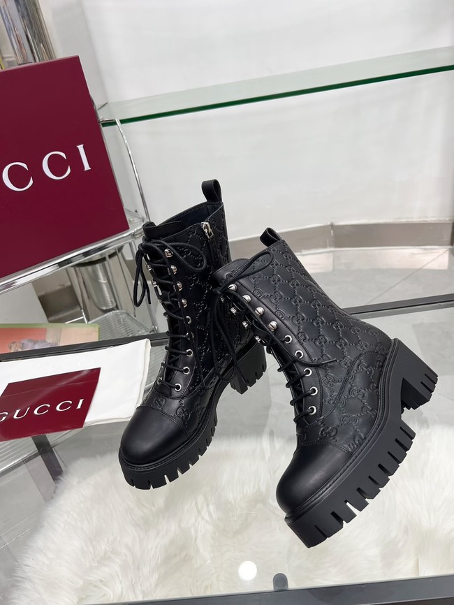 Gucci Womens lace-up ankle boot with GG 840739-1