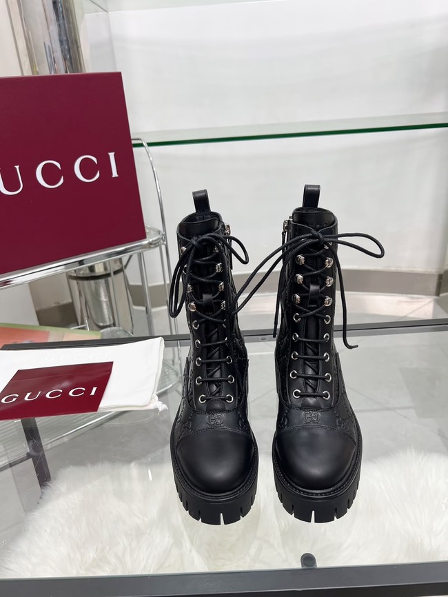 Gucci Womens lace-up ankle boot with GG 840739-1