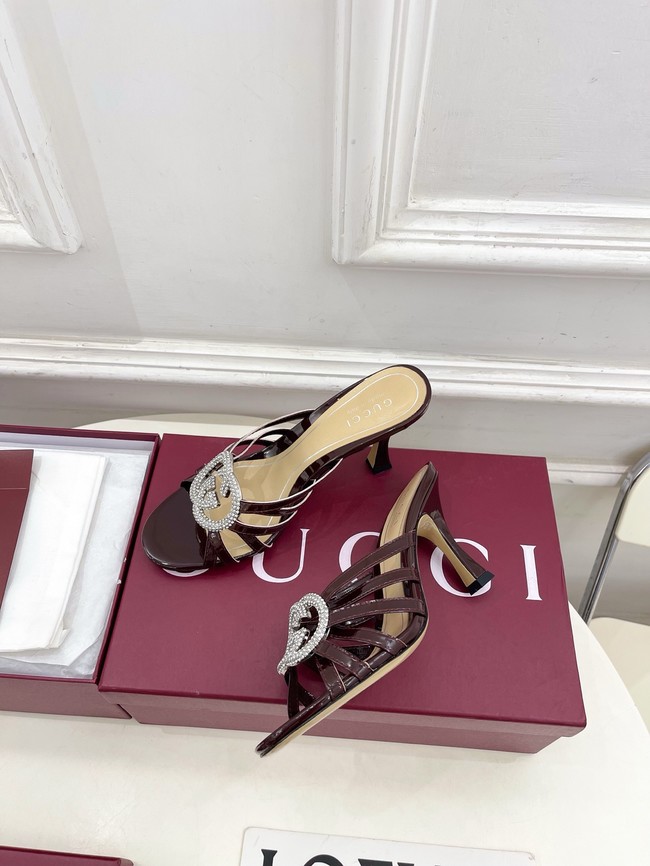 Gucci Womens slide sandal with crystal Interlocking G 852663-4