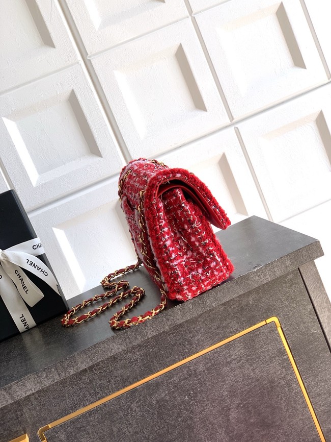 CHANEL Classic 11.12 Handbag A01112 Red Pink & Black