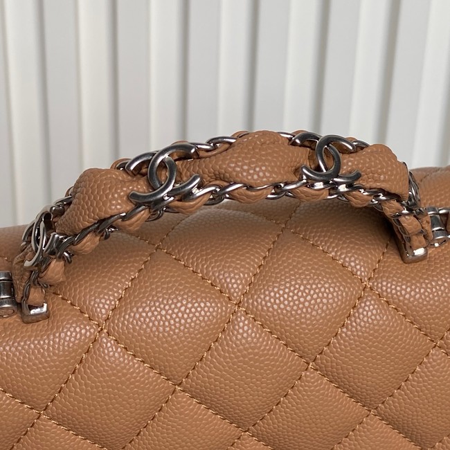 CHANEL Clutch With Chain AS2701 brown&Silver Metal