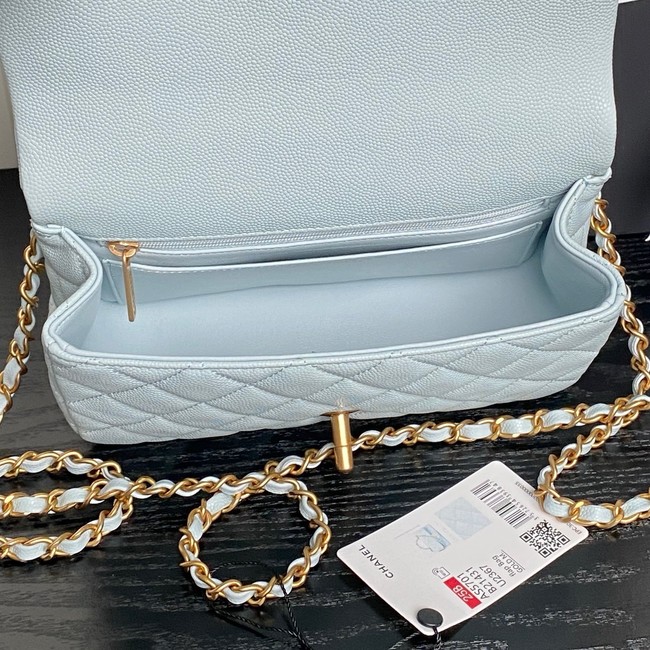 CHANEL Clutch With Chain AS2701 light blue&gold Metal