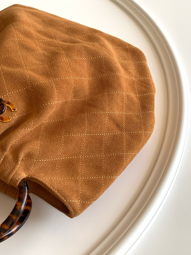 CHANEL Hobo Bag Suede AS6010 Camel