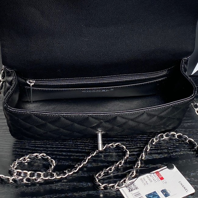 CHANEL Mini Flap Bag with Top Handle AS5702 black&Silver Metal