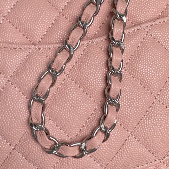 CHANEL Mini Flap Bag with Top Handle AS5702 pink&Silver Metal