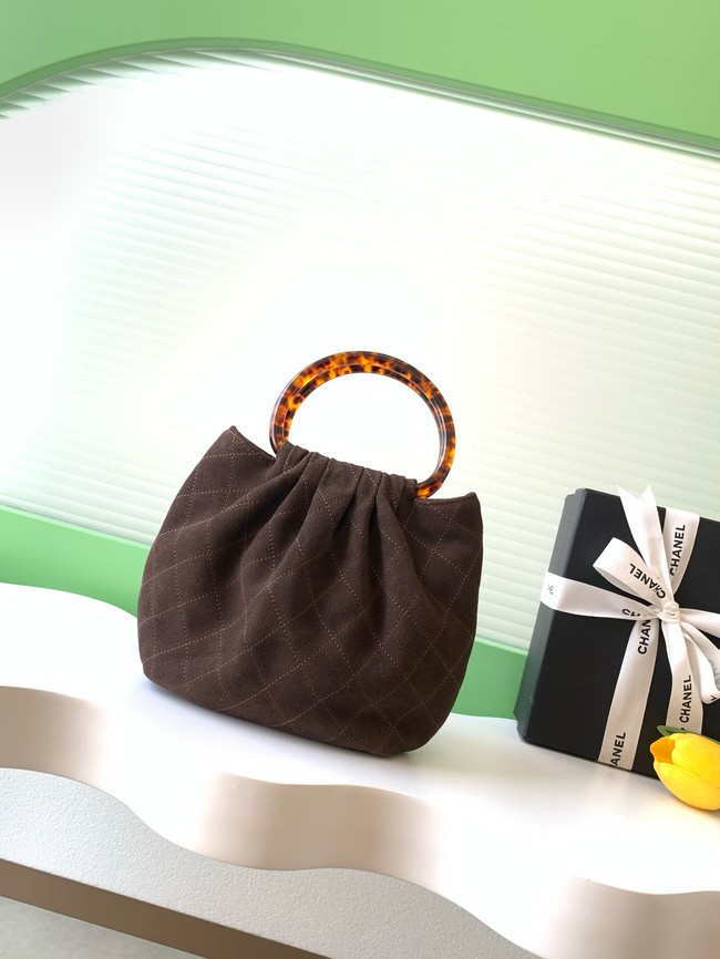 CHANEL Suede Small Hobo Bag AS6022 dark brown