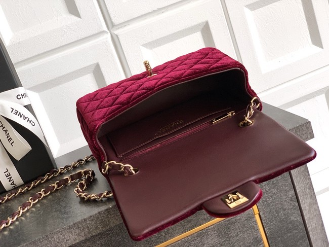 CHANEL Classic 11.12 Handbag velvet A01116 burgundy
