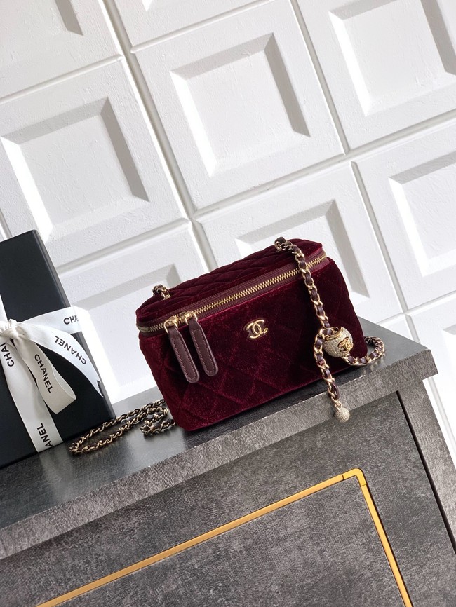 CHANEL velvet Vanity with Chain AP3940 burgundy
