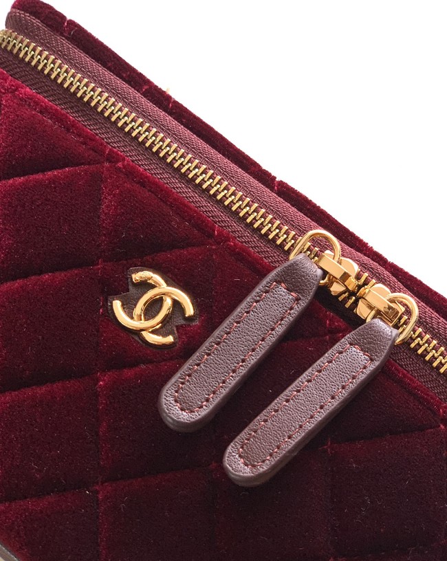 CHANEL velvet Vanity with Chain AP3940 burgundy
