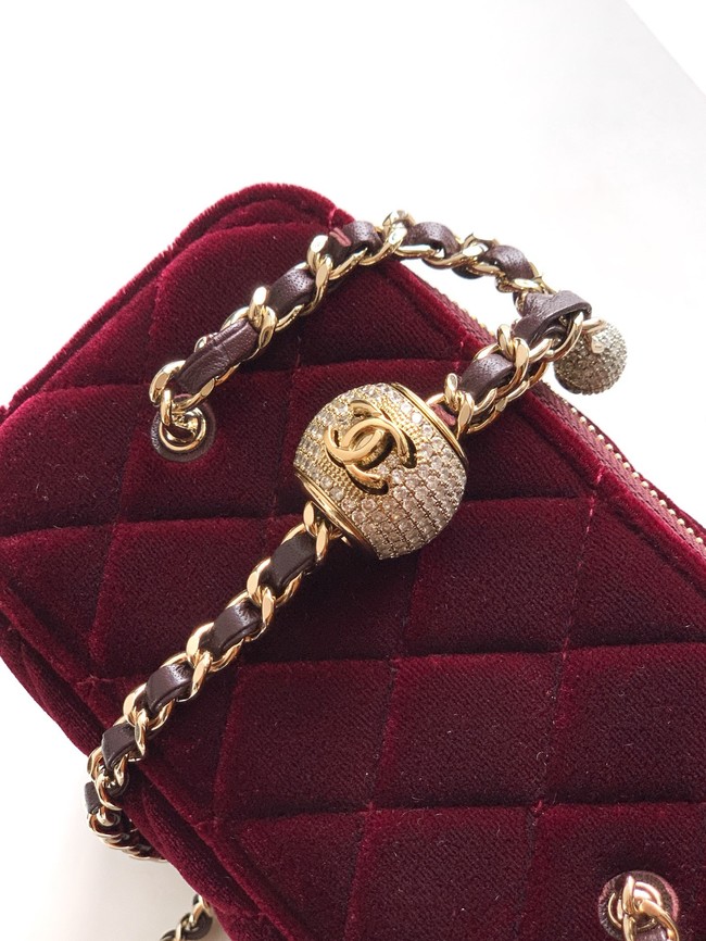CHANEL velvet Vanity with Chain AP3940 burgundy