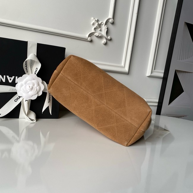 CHANEL Hobo Bag Suede Calfskin AS5970 Camel