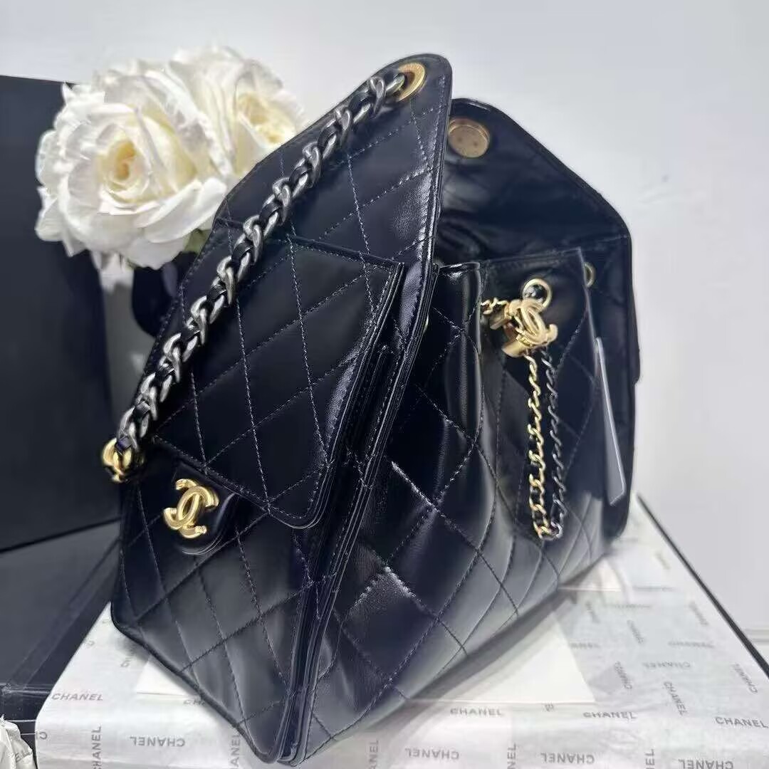 CHANEL 25 SMALL ORIGINAL LEATHER HANDBAG AS5293 Black Gold&Silver-Tone CHANEL 25 SMALL ORIGINAL LEATHER HANDBAG AS5293 Black Gold&Silver-Tone