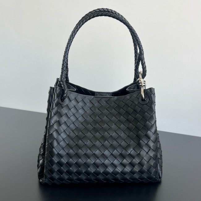 Bottega Veneta Parachute 826212 black&Vintage silver finish