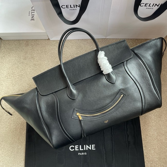 Celine LARGE SMILING NEW LUGGAGE IN SUPPLE SHINY LAMBSKIN 123683 black