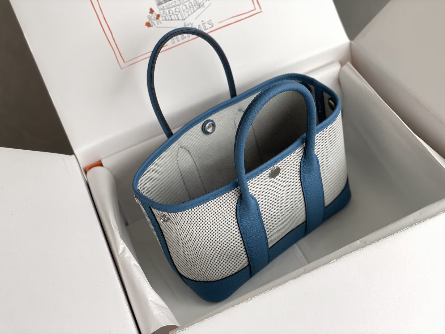 Hermes Mini Garden Party Tote Bags H3673 Blue Hermes Mini Garden Party Tote Bags H3673 Blue
