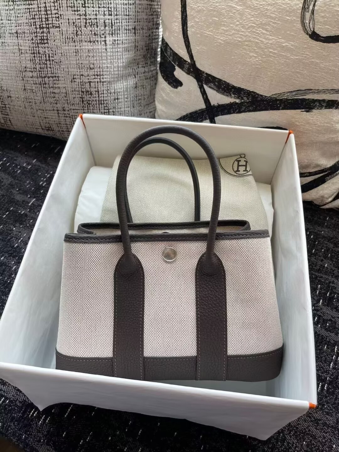 Hermes Mini Garden Party Tote Bags H3673 Gray