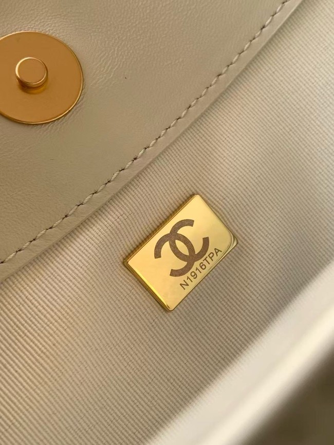 CHANEL Hobo Bag Calfskin AS5970 white