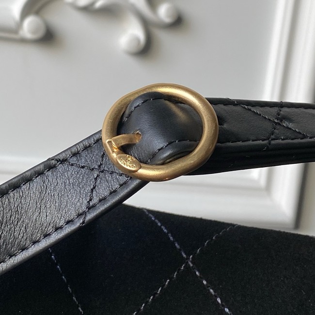 CHANEL Suede Calfskin Shoulder Bag AS5883 black