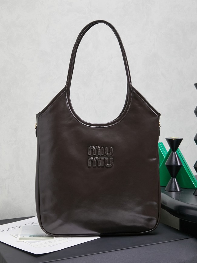 MIUMIU IVY leather handbag 5GB231 Dark brown
