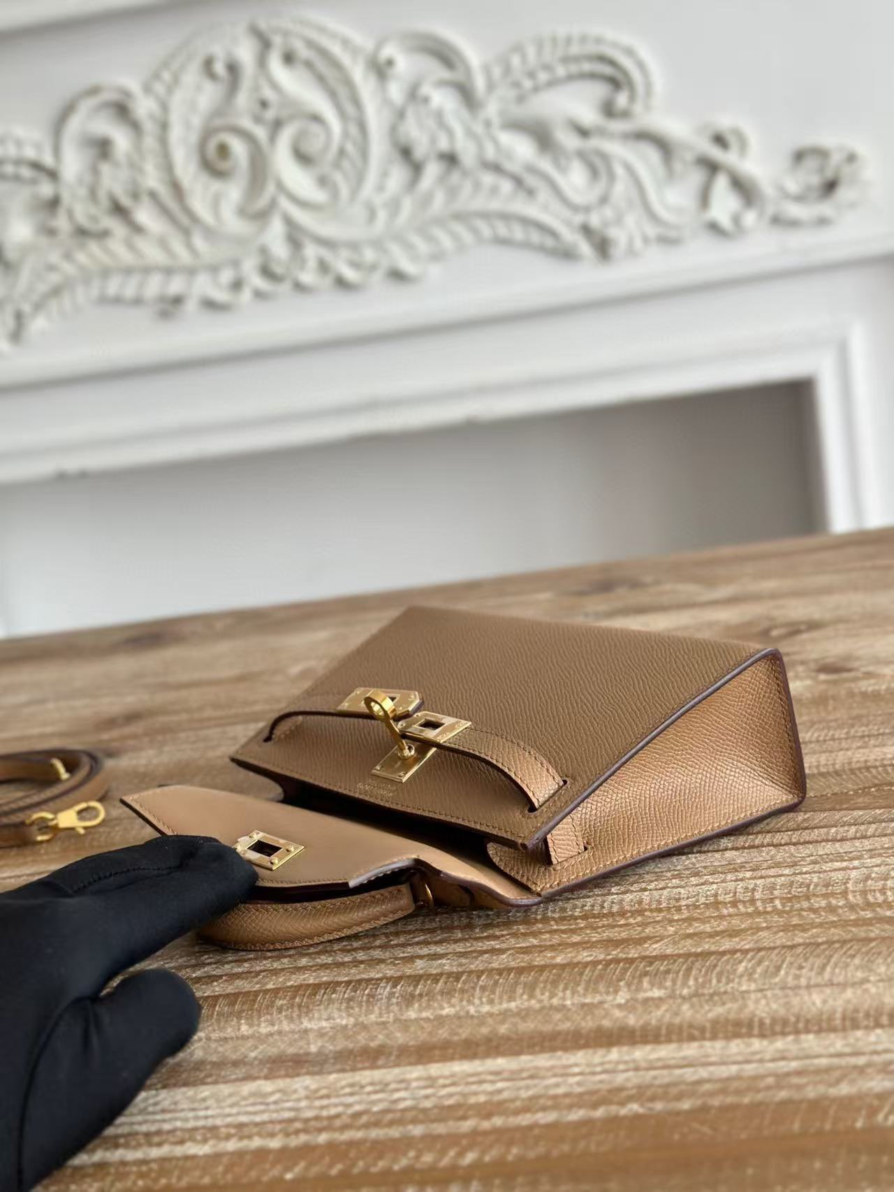 Hermes Kelly 19cm Shoulder Bags Original Epsom Leather KL19 Gray Hermes Kelly 19cm Shoulder Bags Original Epsom Leather KL19 Gray