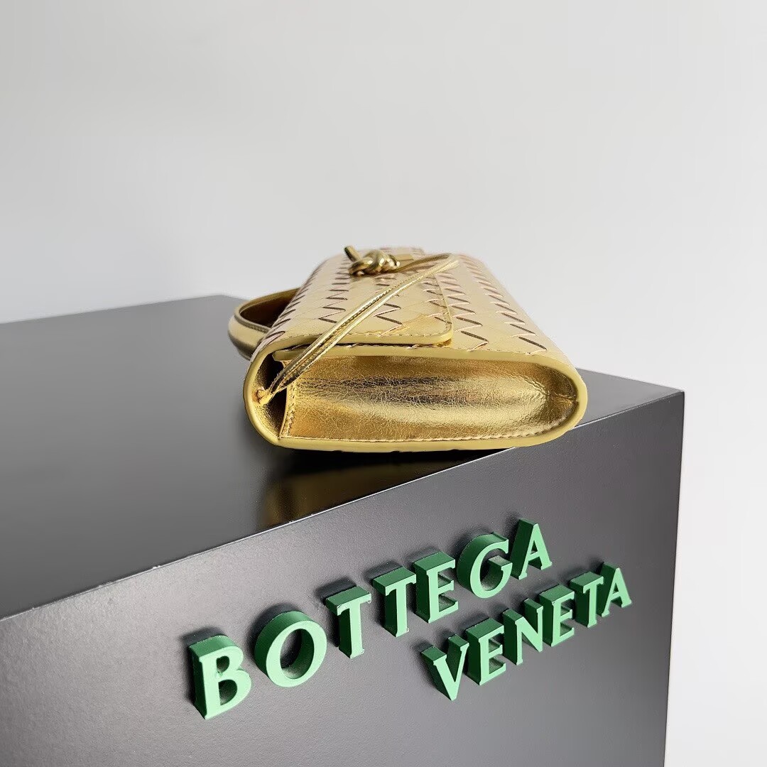Bottega Veneta Original Leather Long Clutch Andiamo With Handle 741511 Gold Bottega Veneta Original Leather Long Clutch Andiamo With Handle 741511 Gold