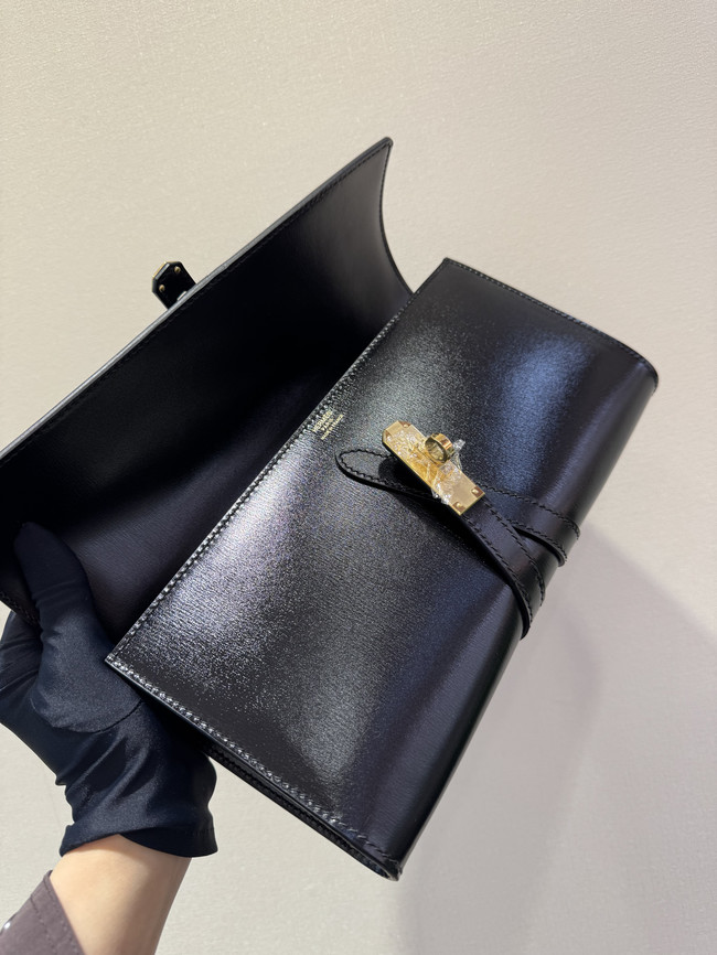 Hermes swift Leather Clutch 37568 black Hermes swift Leather Clutch 37568 black