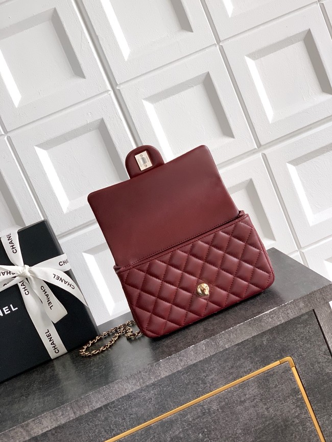CHANEL Mini Flap Bag with Top Handle AP2431 burgundy