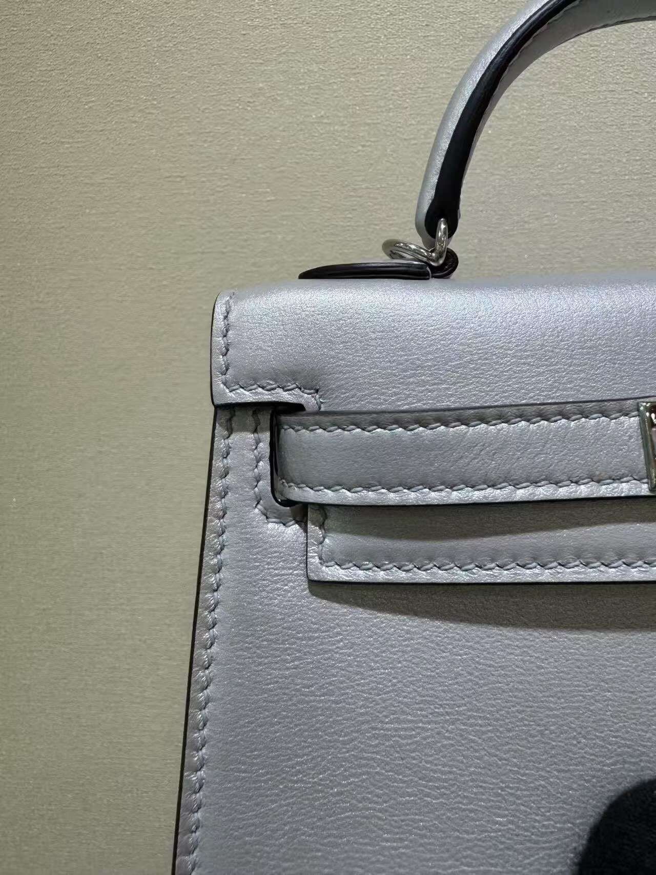Hermes Kelly 19cm Shoulder Bags Original Swift Leather KL19 Silver Hermes Kelly 19cm Shoulder Bags Original Swift Leather KL19 Silver