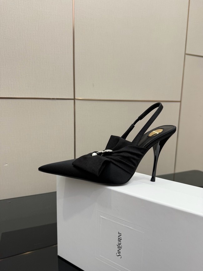 Saint Laurent AMALIA slingback pumps in satin crepe Heel 10.5CM 55726-12