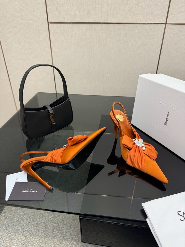 Saint Laurent AMALIA slingback pumps in satin crepe Heel 10.5CM 55726-9
