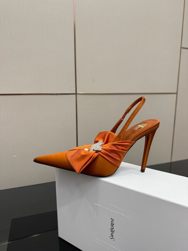 Saint Laurent AMALIA slingback pumps in satin crepe Heel 10.5CM 55726-9